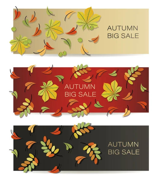 Affiche d'automne. Modèle de bannière de vente. Conception vectorielle pour la promotion, la publicité. Illustration vectorielle. — Image vectorielle