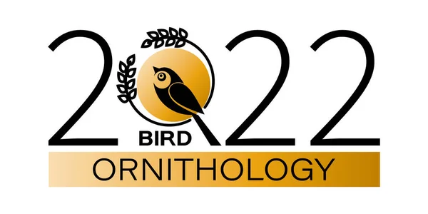 2022. Pássaro. emblema ornitológico vetorial. Grandes letras maiúsculas sobre um fundo branco. — Vetor de Stock
