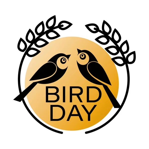 BIRD DAY. Ícone gráfico vetorial, sinal. Design para projeto digital criativo, empresas. Pássaro dourado. — Vetor de Stock