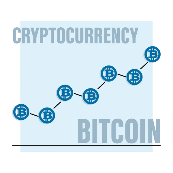 Bitcoin, iş grafiği, grafik simgesi. Büyüme çizelgesi. Kripto para piyasasında istatistik ve analitik — Stok Vektör