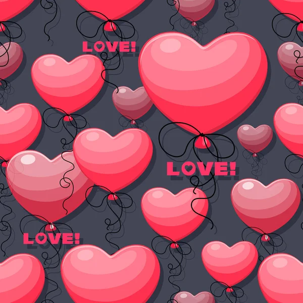 Hearts Balloons Vector Background Love Design Holiday Gift Wrapping Valentines — Stockvector