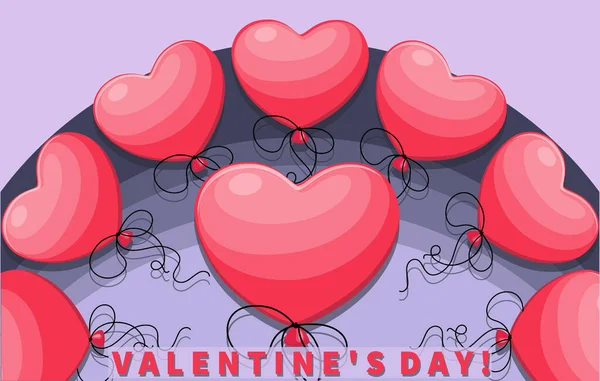Affiche Saint Valentin Des Ballons Arc Ciel Carte Postale Vectorielle — Image vectorielle