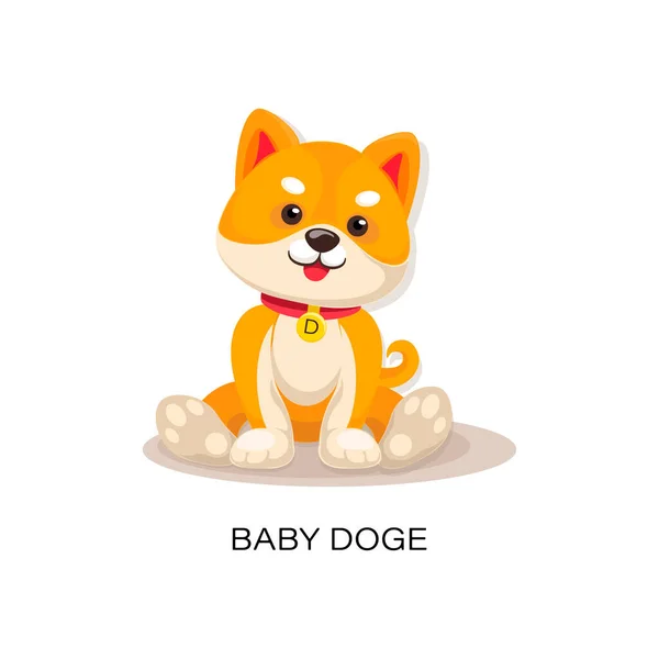 Mascote de doge de bebê. Cachorro engraçado Shiba inu. Ícone de personagem Doge meme para web, cartaz. Fichas de memória. —  Vetores de Stock