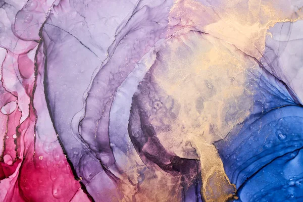 Luxury colorful abstract background in alcohol ink technique, golden liquid painting marble texture, scattered acrylic blobs and swirling stains, printed materials