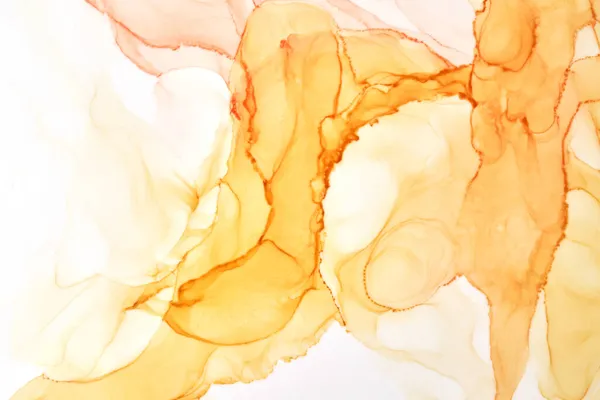 Abstraktní Okrová Akvarel Bílém Pozadí Žlutá Oranžová Hnědá Barva Skvrny — Stock fotografie