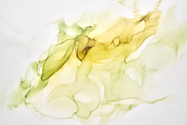 Abstraktní Okrová Zelená Akvarel Pozadí Žlutá Oranžová Hnědá Barva Skvrny — Stock fotografie