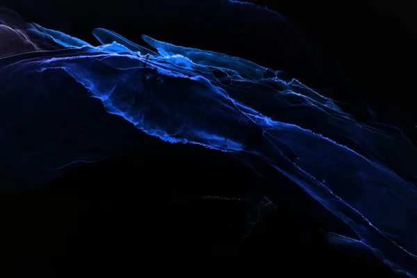 Abstrakt Blå Elektrisk Våg Svart Teknik Bakgrund Neon Ljus Färg — Stockfoto