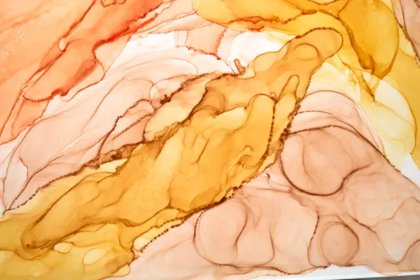 Абстрактный Акварельный Фон Желтый Оранжевый Коричневый Краски Пятна Пятна Воде — стоковое фото