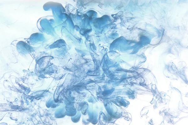 Blauwe Rook Witte Inkt Achtergrond Kleurrijke Mist Abstracte Kolkende Oceaan — Stockfoto