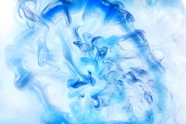Humo Azul Sobre Fondo Tinta Blanca Niebla Colorida Mar Abstracto — Foto de Stock