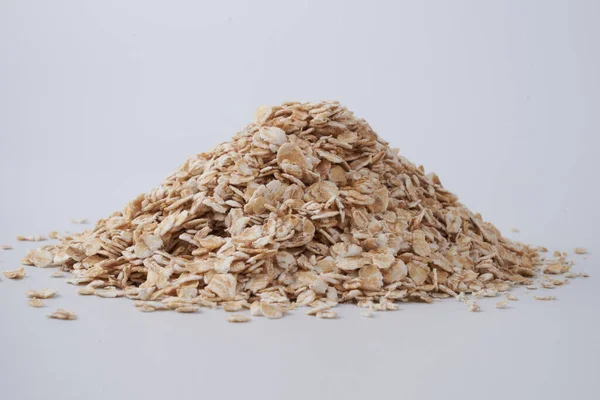 Cereals Oatmeal Heap Isolated White Table Background — Stock Photo, Image