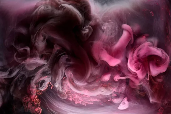 Рожевий Дим Фоні Чорного Чорнила Барвистий Туман Абстрактний Обертовий Дотик — стокове фото