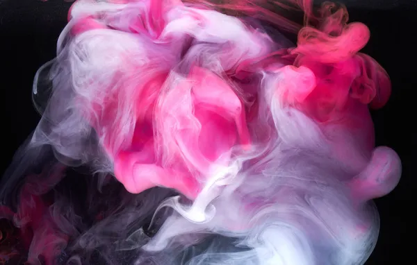 Рожевий Дим Фоні Чорного Чорнила Барвистий Туман Абстрактний Обертовий Дотик — стокове фото
