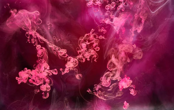 Fumo Rosa Sobre Fundo Tinta Preta Nevoeiro Colorido Toque Abstrato — Fotografia de Stock