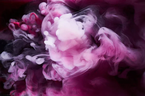 Pink Smoke Black Ink Background Colorful Fog Abstract Swirling Touch — Stock Photo, Image