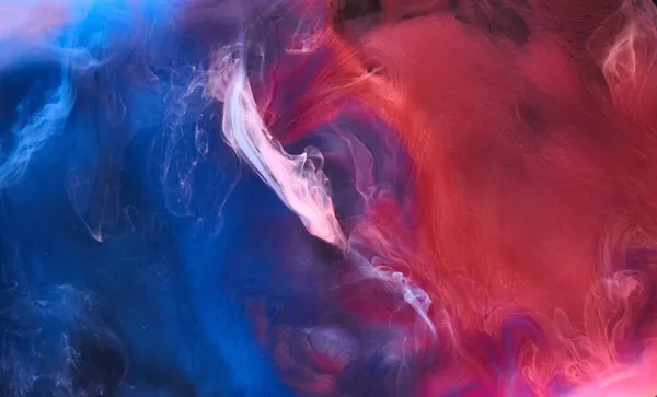 Fumée Rose Bleue Sur Fond Encre Noire Brouillard Coloré Océan — Photo