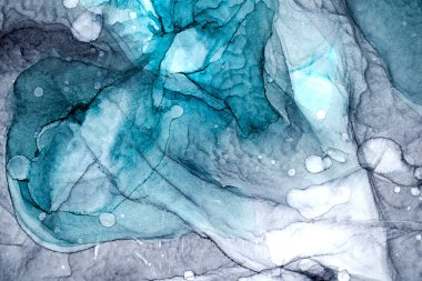 Soyut yeşil gri mürekkep, suluboya arka plan, boya lekeleri ve sudaki lekeler, lüks sıvı sıvı sanat duvar kağıdı, mermer doku