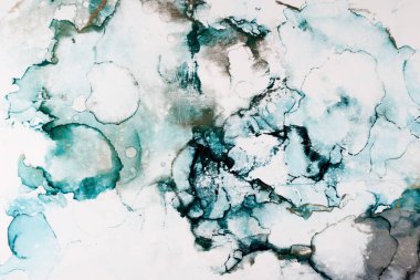Soyut yeşil gri mürekkep, suluboya arka plan, boya lekeleri ve sudaki lekeler, lüks sıvı sıvı sanat duvar kağıdı, mermer doku