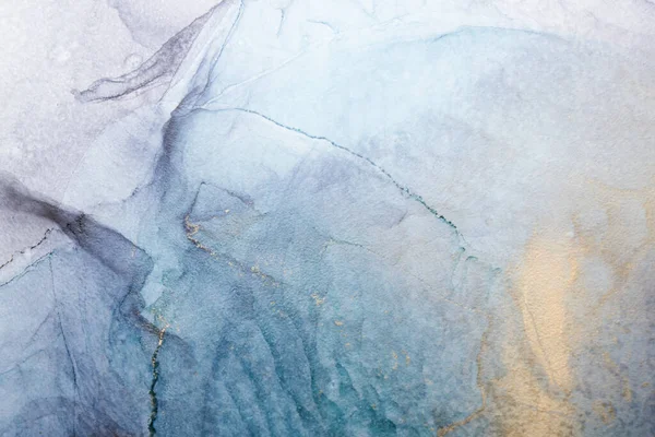 Розкішний Абстрактний Фон Техніці Алкогольного Чорнила Індиго Синій Золотий Рідкий — стокове фото
