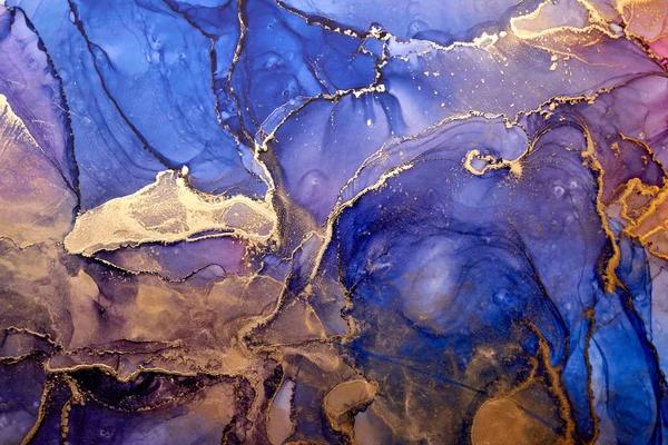 Fond Abstrait Luxe Dans Technique Encre Alcool Peinture Liquide Bleu — Photo