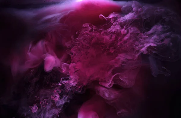 Humo Rosa Sobre Fondo Tinta Negra Niebla Colorida Toque Abstracto — Foto de Stock
