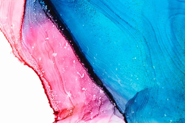 Fondo Acuarela Azul Rosado Abstracto Manchas Pintura Manchas Onduladas Agua — Foto de Stock