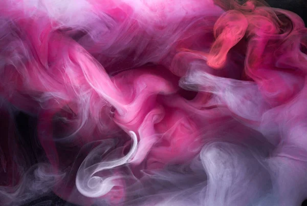 Humo Rosa Sobre Fondo Tinta Negra Niebla Colorida Toque Abstracto — Foto de Stock