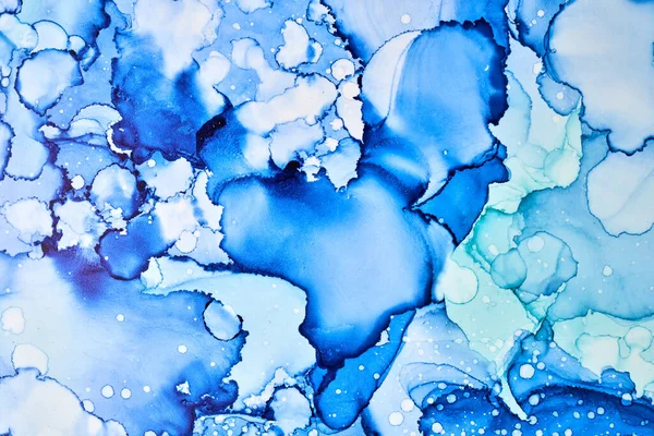 Abstraktní Modré Pozadí Barvy Vodní Bubliny Kapky Skvrny Splash Textury — Stock fotografie