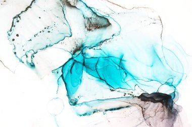 Soyut yeşil gri mürekkep, suluboya arka plan, boya lekeleri ve sudaki lekeler, lüks sıvı sıvı sanat duvar kağıdı, mermer doku