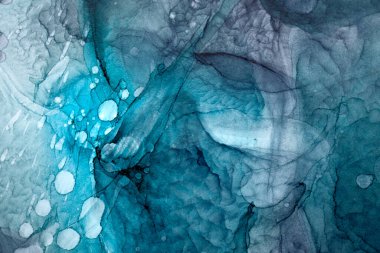 Soyut yeşil gri mürekkep, suluboya arka plan, boya lekeleri ve sudaki lekeler, lüks sıvı sıvı sanat duvar kağıdı, mermer doku