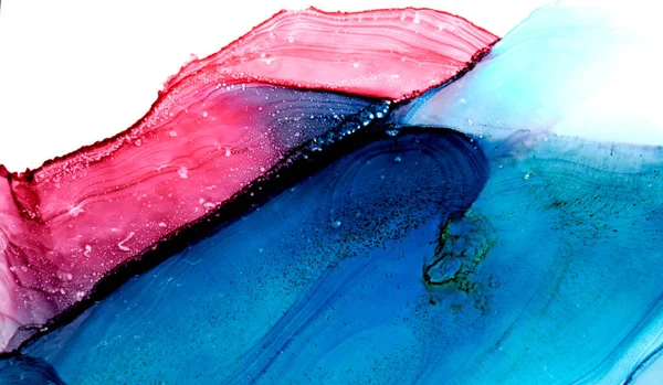 Fondo Acuarela Azul Rosado Abstracto Manchas Pintura Manchas Onduladas Agua — Foto de Stock