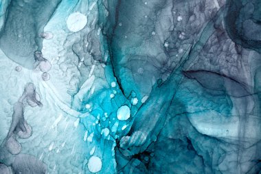 Soyut yeşil gri mürekkep, suluboya arka plan, boya lekeleri ve sudaki lekeler, lüks sıvı sıvı sanat duvar kağıdı, mermer doku