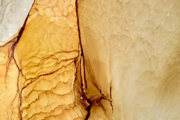 Soyut Mürekkep Boyası Arkaplanı Sarı Turuncu Kahverengi Boya Lekeleri Sudaki — Stok fotoğraf