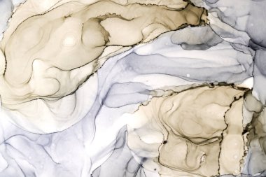 Soyut gri okher suluboya arka plan. Boya lekeleri ve dalgalı su lekeleri, lüks sıvı sıvı sanat duvar kağıdı.