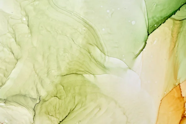 Abstract Oker Groene Aquarel Achtergrond Geel Oranje Bruine Verf Vlekken — Stockfoto