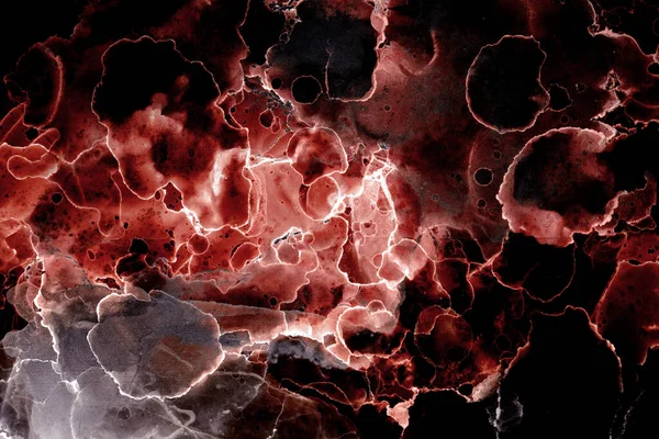 Abstrato Céu Exoplaneta Oceano Vermelho Fundo Tinta Álcool Explosão Lava — Fotografia de Stock