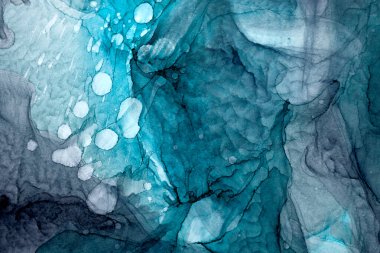 Soyut yeşil gri mürekkep, suluboya arka plan, boya lekeleri ve sudaki lekeler, lüks sıvı sıvı sanat duvar kağıdı, mermer doku