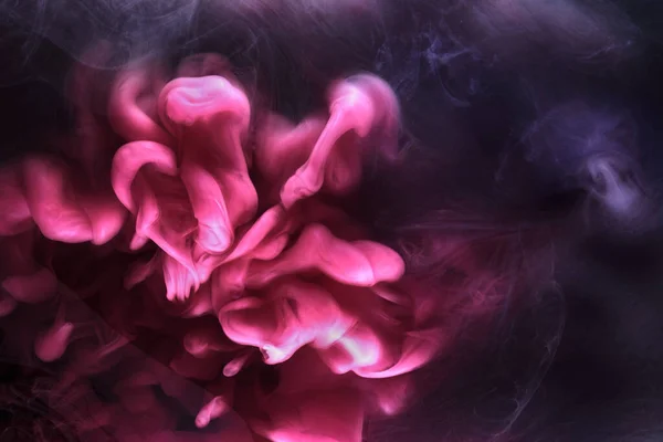 Pink Smoke Black Ink Background Colorful Fog Abstract Swirling Touch — Stock Photo, Image