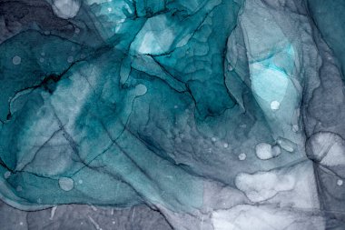 Soyut yeşil gri mürekkep, suluboya arka plan, boya lekeleri ve sudaki lekeler, lüks sıvı sıvı sanat duvar kağıdı, mermer doku