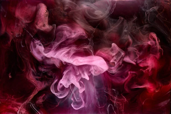 Roze Rook Zwarte Inkt Achtergrond Kleurrijke Mist Abstracte Wervelende Aanraking — Stockfoto
