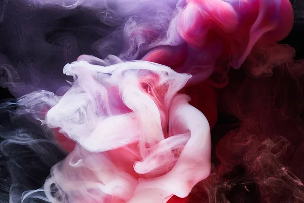 Розовый Дым Черном Фоне Чернил Красочный Туман Абстрактные Вихри Касаются — стоковое фото