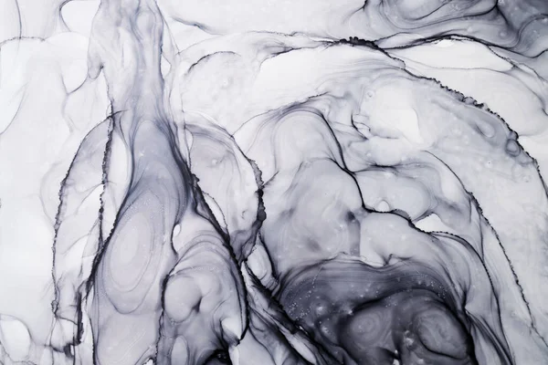 Abstract Grijze Inkt Aquarel Achtergrond Zwarte Verf Vlekken Vlekken Water — Stockfoto