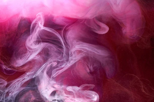 ピンクの煙インクの背景 カラフルな霧 抽象的な渦巻くタッチ海 アクリル塗料顔料水中 — ストック写真