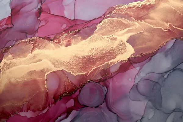 Luxury abstract background in alcohol ink technique, pink gray gold liquid painting, scattered acrylic blobs and swirling stains, printed materials