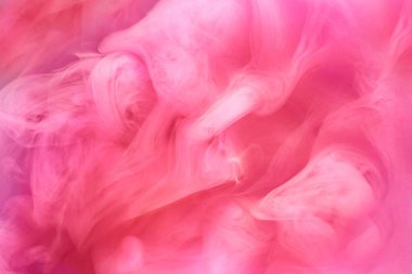Pembe duman mürekkep arka planı, renkli sis, soyut girdap dokunuşu okyanus denizi, akrilik boya pigmenti su altında.