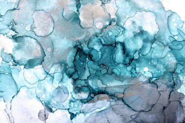 Soyut yeşil gri mürekkep, suluboya arka plan, boya lekeleri ve sudaki lekeler, lüks sıvı sıvı sanat duvar kağıdı, mermer doku