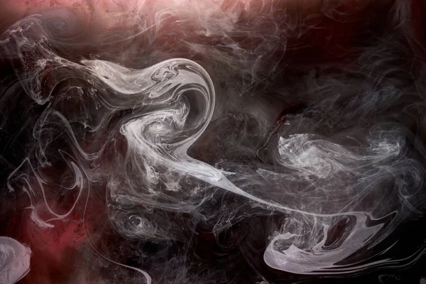 Fondo Inchiostro Nero Rosso Nebbia Colorata Astratto Oceano Vorticoso Pigmento — Foto Stock