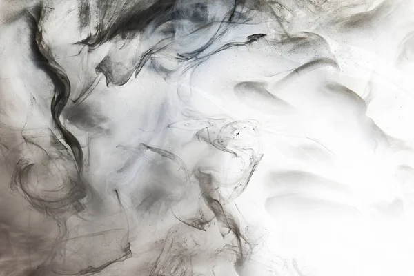 Fumée Foncée Sur Fond Encre Blanche Brouillard Coloré Mer Abstraite — Photo