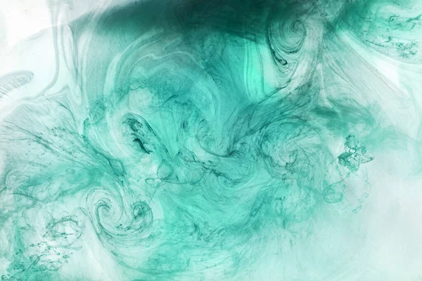 Humo Verde Sobre Fondo Tinta Blanca Niebla Colorida Mar Océano — Foto de Stock