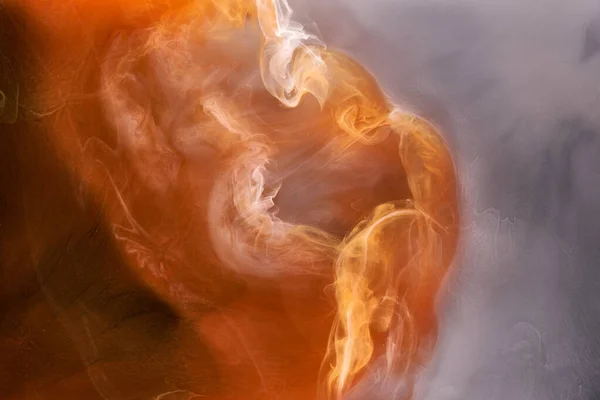 Помаранчевий Білий Чорний Дим Фон Барвистий Туман Абстрактне Закруглене Чорнило — стокове фото